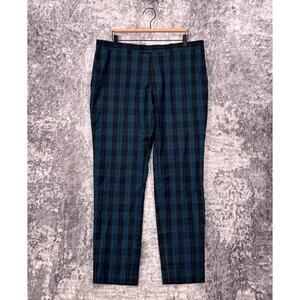 Indochino Pants 36 x 31 Mens 100% Wool Blue Plaid Slim Fit Trouser